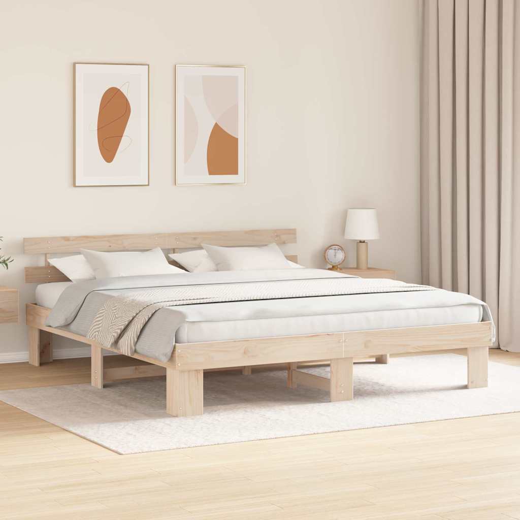 Bed Frame with Headboard Brown 200 x 200 cm